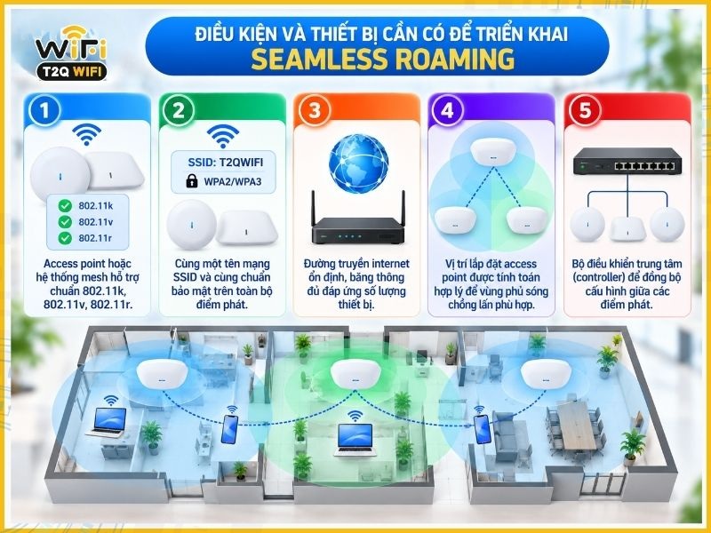 Điều kiện và thiết bị cần có để triển khai seamless roaming